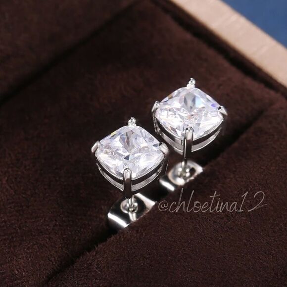 ✨Platinum 925 Sterling Silver 1 Ct Stud Earrings - Picture 1 of 5